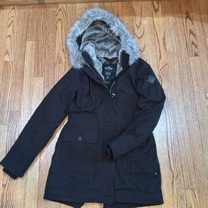 Hollister women’s Medium heritage collection jacket with faux fur hood black